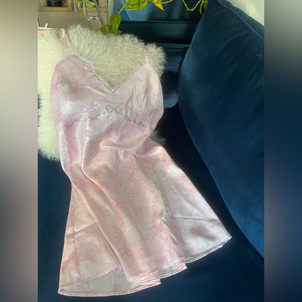 LoveShackFancy x VS Pink Bows Rhinestones Lace Dress XS - Picture 6 of 9